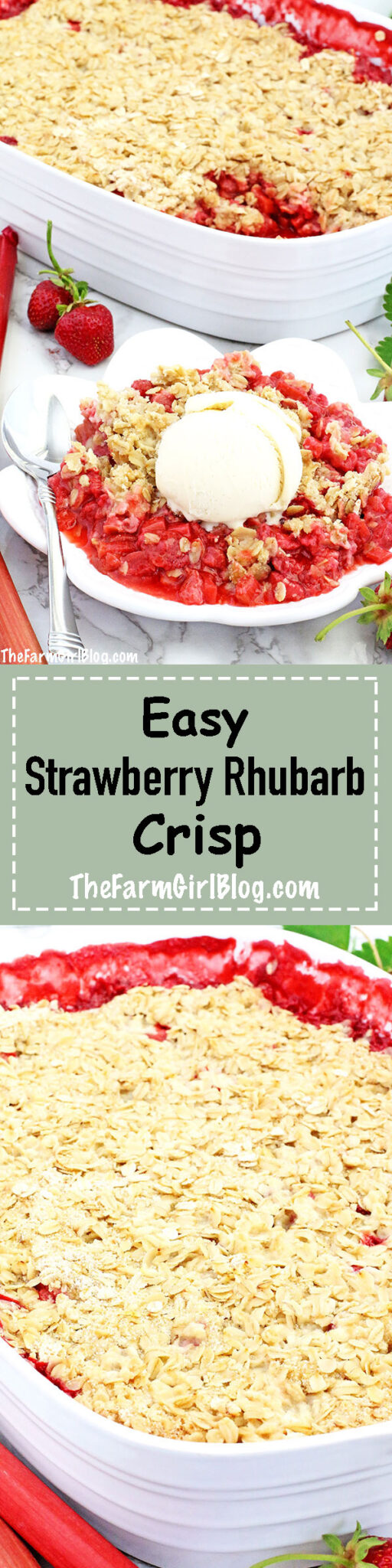 This Easy Strawberry Rhubarb Crisp Recipe is much easier to make and healthier than a pie. The crisp is loaded with homegrown strawberries and rhubarb. It is topped with delicious lightly sweetened brown sugar oats crumble. It’s hard to resist from this crisp made with homegrown fruit, which makes this recipe special and super tasty. 