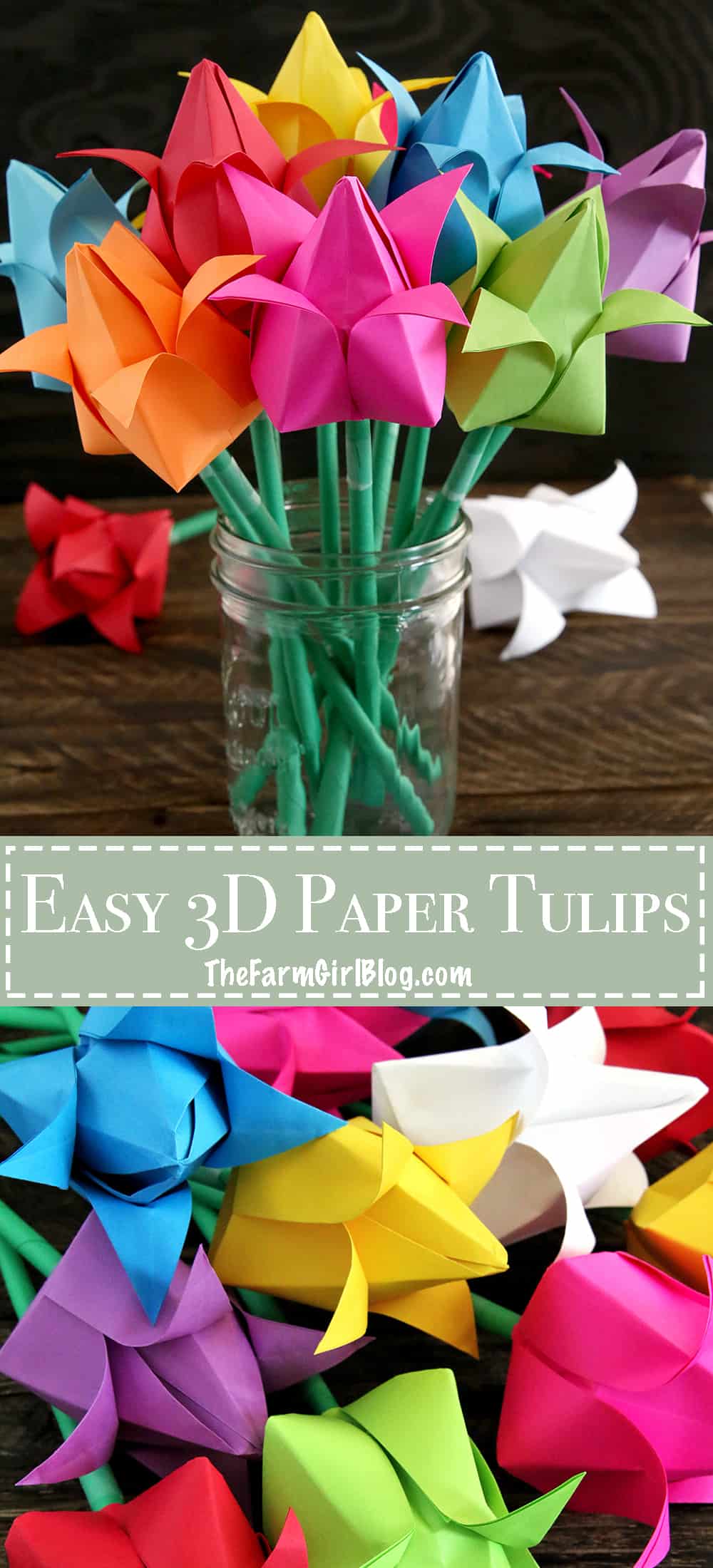 This Easy and Gorgeous 3D Paper Tulips craft comes together in a matter of moments to create an amazingly beautiful gift for a mom for Mother's Day. 
